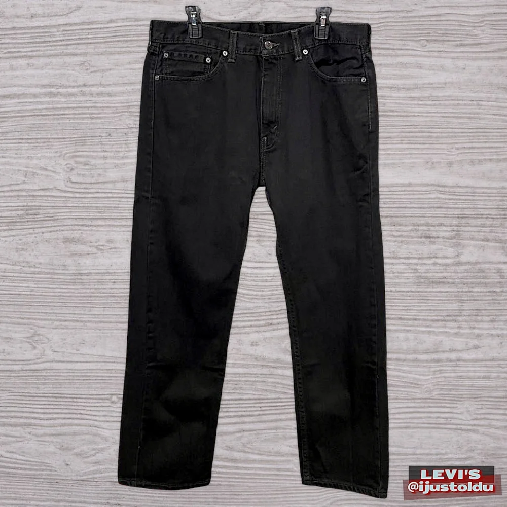 Levi's 505 Men's Regular Fit Straight Leg Black Denim Jeans | Size W36″ - L30″ - Picture 7 of 16